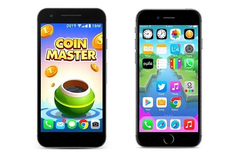 Coin Master Mobile App Coin Master app icons on Android and iOS devices